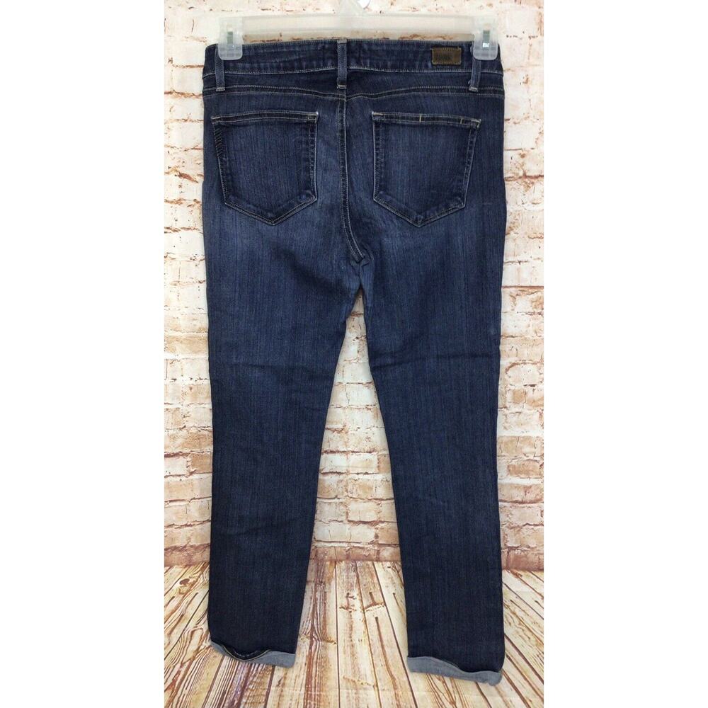 Paige Skyline Crop Jeans Sz 27 Dark Blue Wash Cuffed Skinny Mid Rise Stretch - Picture 9 of 11